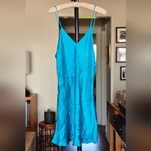 Victorias Secret Y2K Blue Silk Slip Dress Size M